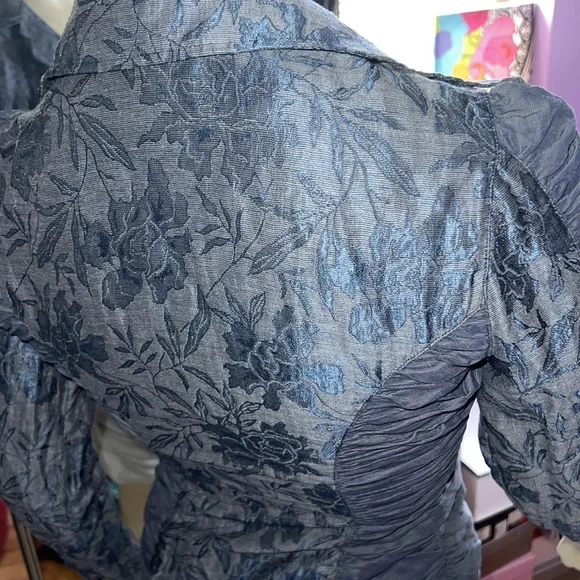 Anne Fontaine jacquard fitted rushed zipper suit jacket FR36 US 4-6 - Picture 7 of 12